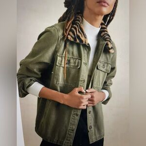 EUC Anthropologie Dear John Cazimir Utility Jacket Olive Removable Collar S